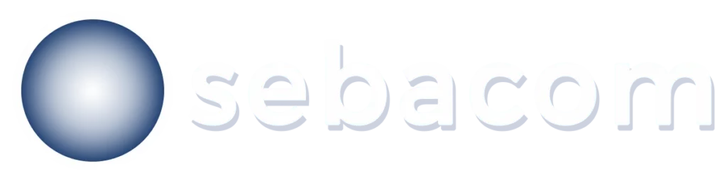 Logotipo Sebacom 2023 - logotipo a cuadros blancos - sebacom